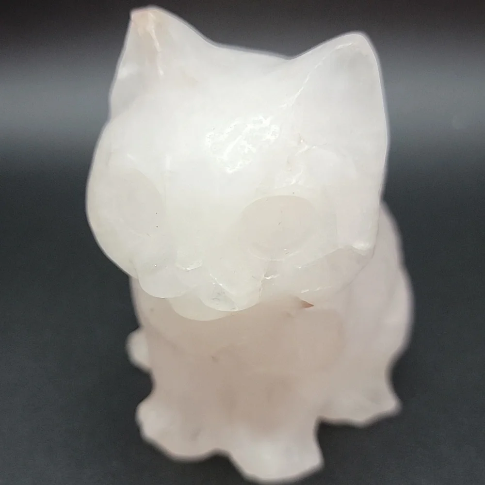 256g White Quartz Natural Gemstone Cat Kitten Feline Figurine 3